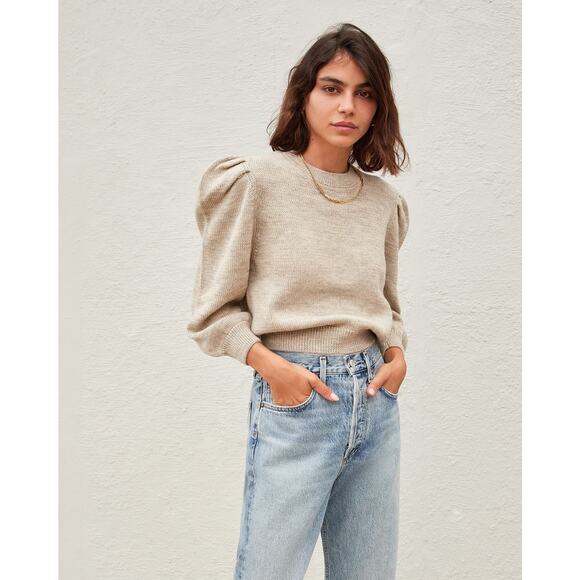 Loeffler Randall Knits For Good Puff Sleeve Sweater – Oatmeal - Picture 1 of 5